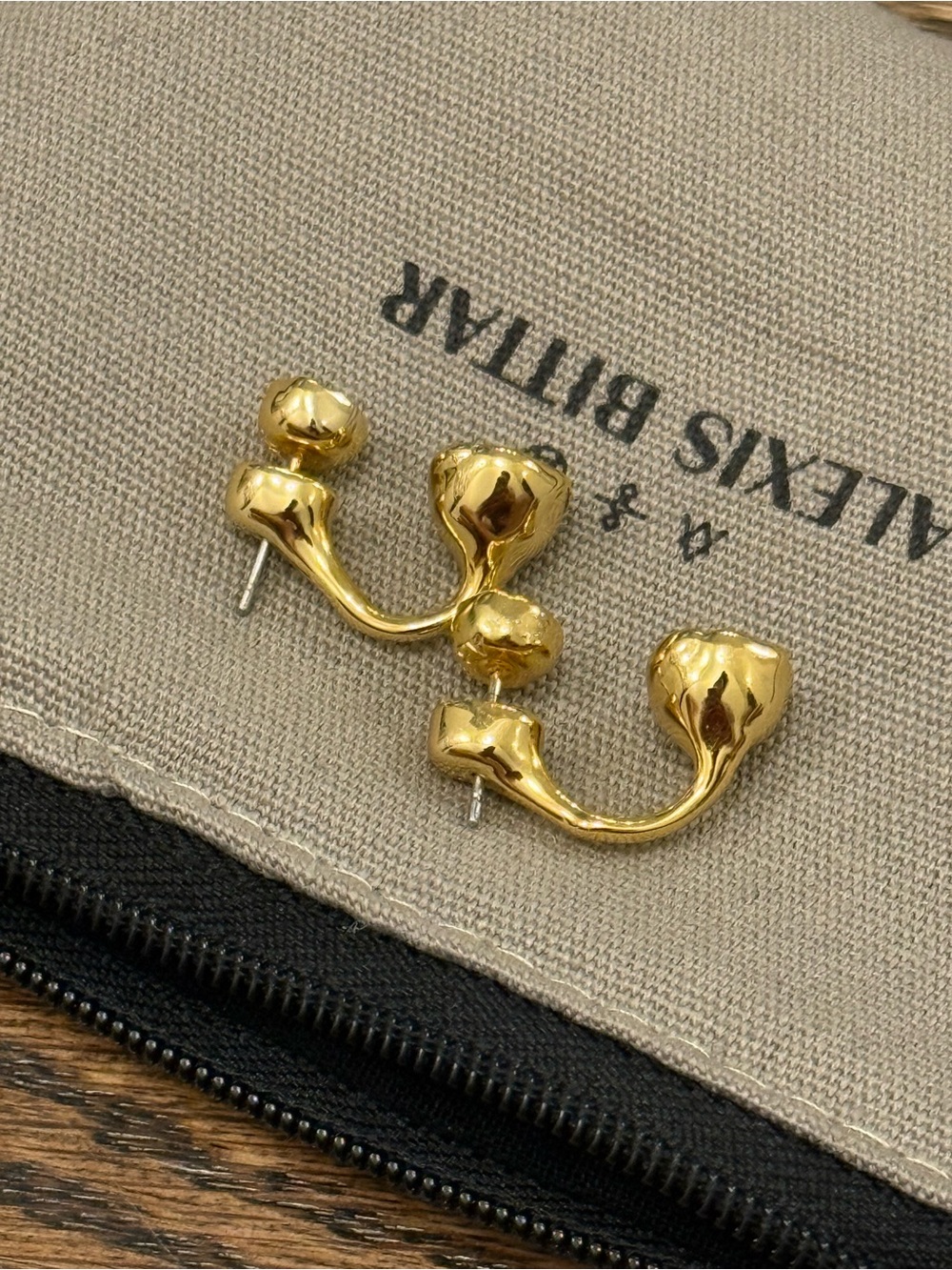 Asterales Gold Molten Front Back Earring - Alexis Bittar - new - Picture 4 of 9